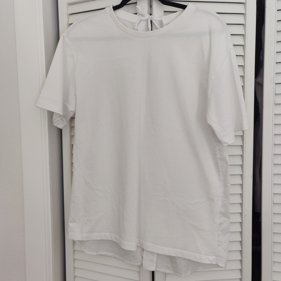 Zara mixed poplin T-shirt White, Size Small - Picture 10 of 10